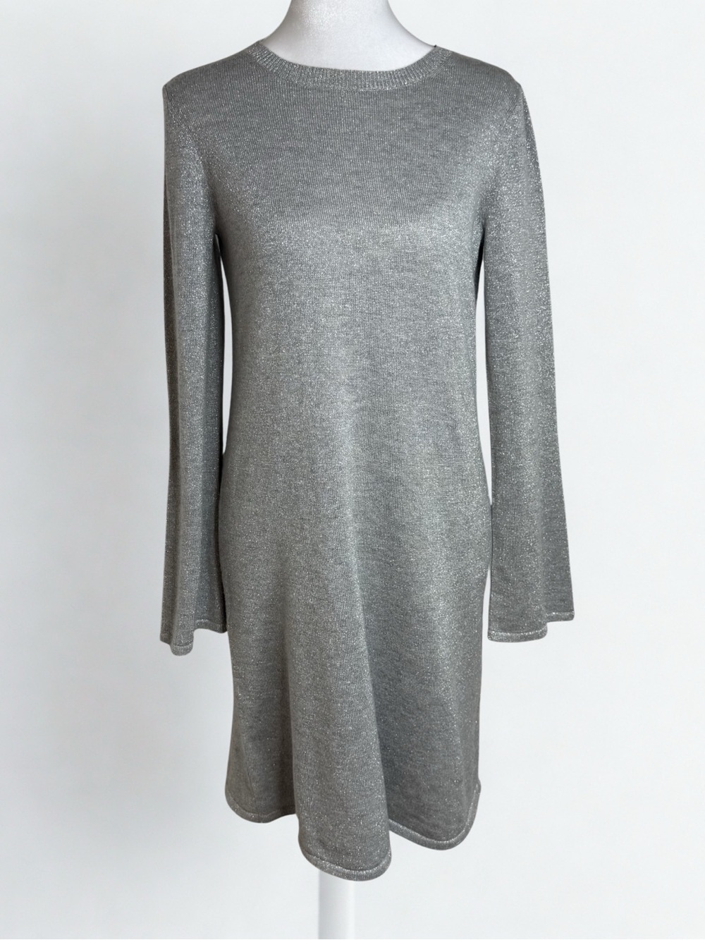 MICHAEL Michael Kors Silver Metallic Long-Sleeve A-Line Dress